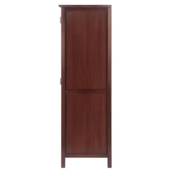 Brooke Cupboard 1 Drawer and Wine Holder Walnut - Winsome image {3}