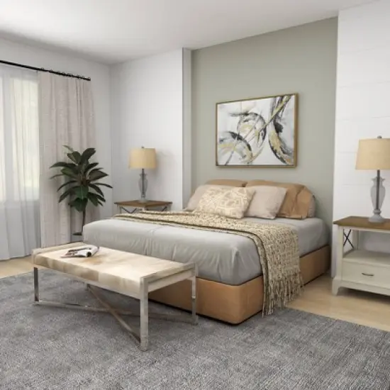 Contemporary Stainless Steel Rectangular Cowhide Bench - Olivia & May image {6}