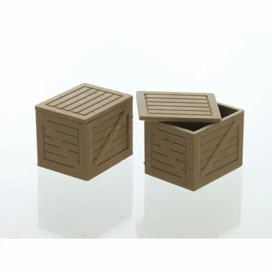 3D to Scale 1/64 2 Pack of 3D Printed Brown Plastic Shipping Crates 64-244-WD image {1}