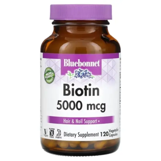 Bluebonnet Nutrition Biotin, 5,000 mcg, 120 Vegetable Capsules image {4}