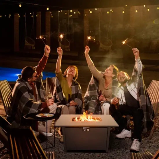 25" H x 42" W Steel Outdoor Fire Pit Table with Lid and Spacious Surface image {1}