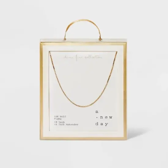 14K Gold Plated Box Chain Necklace - A New Day&trade; Gold image {2}