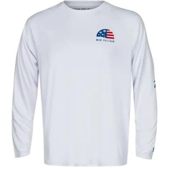 Mad Pelican Circle Palm Flag Sun Kicker Raglan UV Long Sleeve T-Shirt - White image {1}