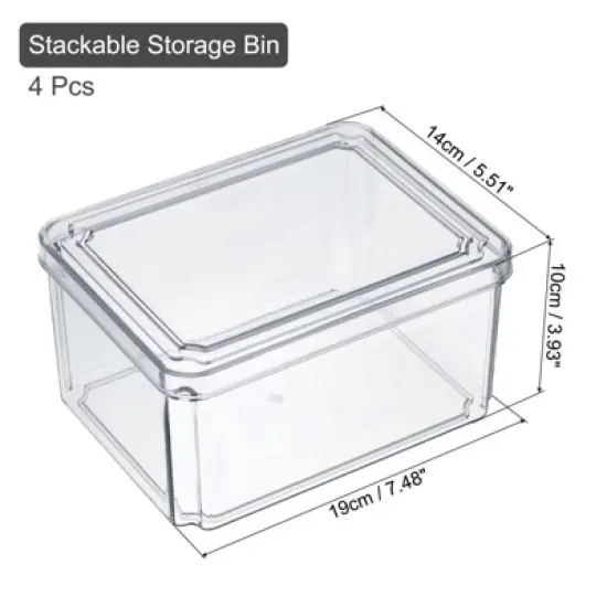 Unique Bargains Fridge Stackable Food Storage Containers 4 Pcs image {3}