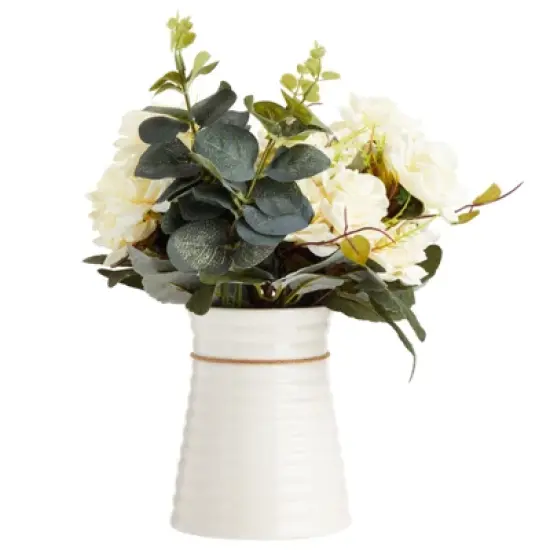 Farmlyn Creek 4 Piece Artificial White Roses, Fake Faux Flowers Plants with Ceramic Vase for Indoor Spring Home Decor image {6}