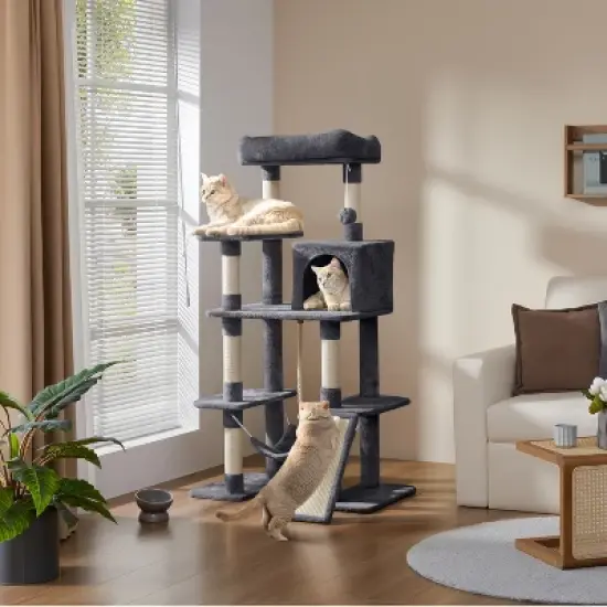 Yaheetech Multilevel Cat Tree with Hammock, Scratching Posts, Condo Perch Ball for Indoor image {1}