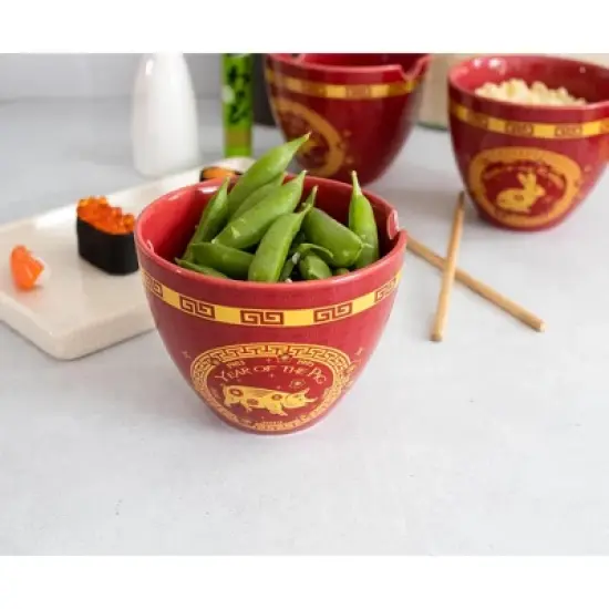 Boom Trenz Year Of The Pig Zodiac 16-Ounce Ramen Bowl and Chopstick Set image {4}