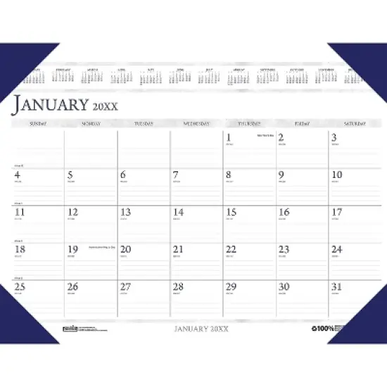2026 House of Doolittle Executive 24" x 19" Monthly Desk Pad Calendar Blue (180-26) image {1}