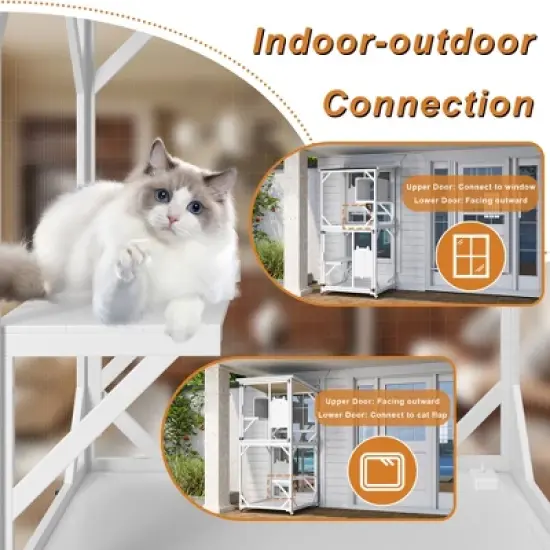 APRILSOUL Outdoor Cat Enclosure on Wheels, Large 71" Cats Patio House of Wooden, 4 Tiers Indoor Kitten Cage with Resting Box, Removable Wood Bottom image {7}