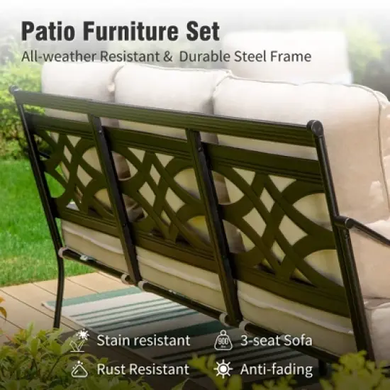 Captiva Designs 4pc Extra Large Metal Outdoor Patio Fire Pit Set with Rocking Pattern-back Chairs image {5}