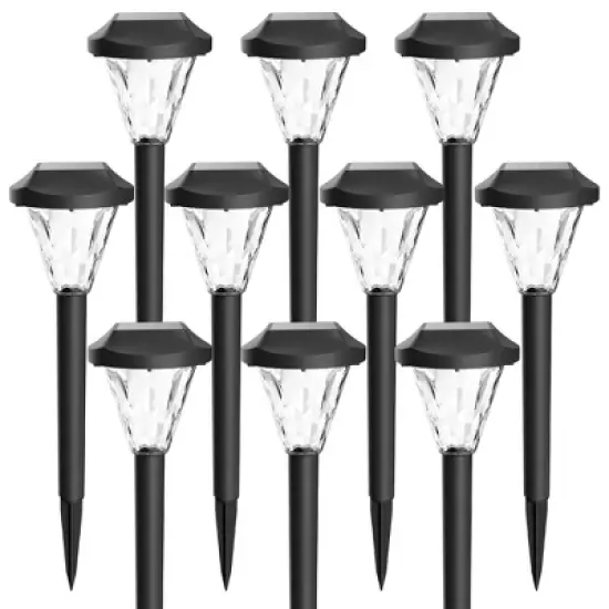 GIGALUMI  Solar Powered Pathway Lights, Waterproof Outdoor Solar Lights for Garden and Landscape, Warm White, 10 Pack image {7}