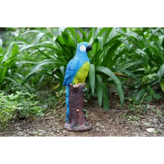 Techko Maid Parrot Blue Solar Outdoor Garden Statue Decor with Spotlight image {8}