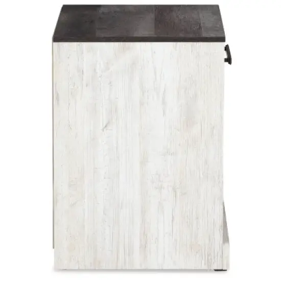 Shawburn Nightstand Black/Gray/White - Signature Design by Ashley: Pewter-Tone Hardware, Open Cubby Storage, Laminated Finish image {4}