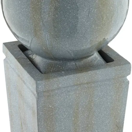Ball and Pillar 34 1/4" High Large Modern Indoor Outdoor Decor Faux Stone Floor Fountain with Light LED Bubbler Outside Garden Patio image {6}