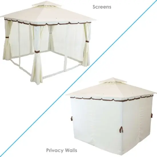 Sunnydaze Soft Top Rectangle Patio Gazebo with Screens and Privacy Walls for Backyard, Garden or Deck image {8}