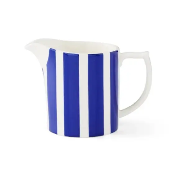 Spode Steccato Milk Jug, 10oz - Earthenware Drink Pitcher with Bold Blue Stripes for Coffee Bar Essentials, Creamer, Salad Dressing, Juice or Tabletop image {7}