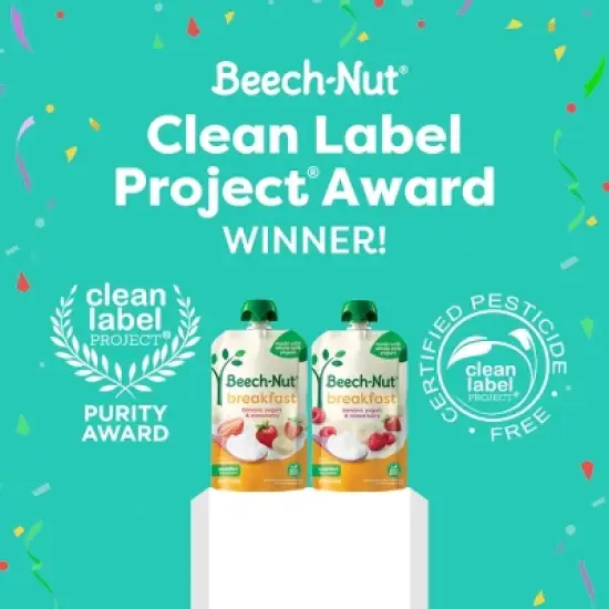 Beech-Nut Fruit & Yogurt Baby Food Pouches, Breakfast Variety Pack, 3.5oz/9ct Pouches image {5}