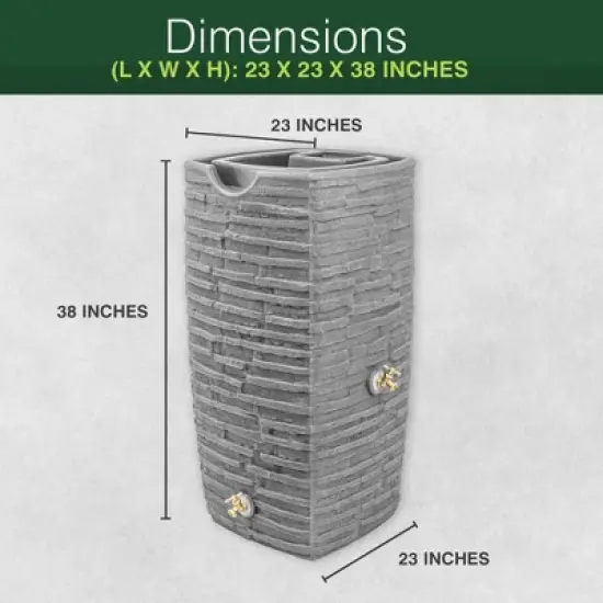 Good Ideas Impressions Riverwalk 50 Gallon Faux Slate Surface Dual Spigot Rain Barrel with 2 Brass Spigots and Screen, Dark Granite (3 Pack) image {2}