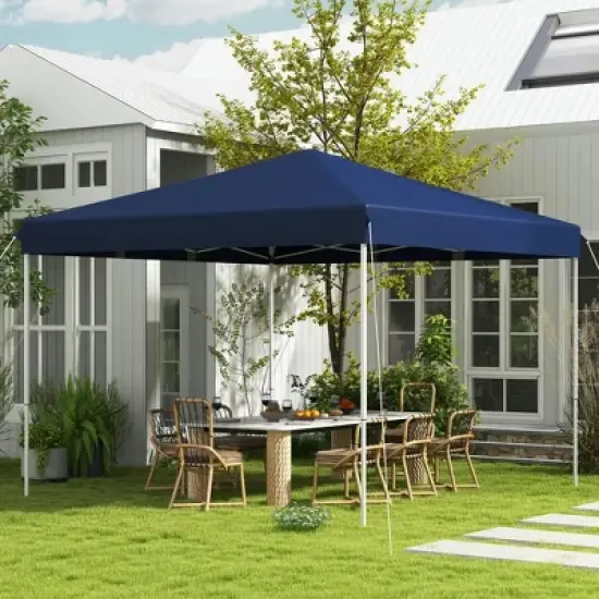 Resenkos Backyard Garden Canopy, Camping Canopy Screen Tent,13' x 13' Pop Up Canopy Tent with Height Adjustable for Outdoor, Garden, Patio, Dark Blue image {2}