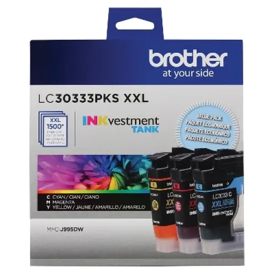Brother LC30333PKS INKvestment Super High-Yield Ink  1500 Pg-Yield  Cyan/Magenta/Yellow image {1}