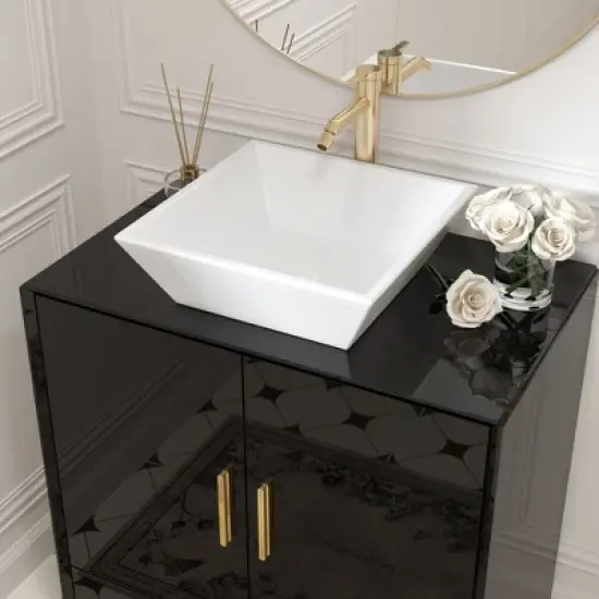 Famapy Freestanding Vanity Cabinet for Bathroom, High-Gloss Design, Storage image {9}