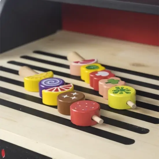 HearthSong Junior Grill Master's Pretend Play Wooden BBQ Grill Set with Accessories image {8}