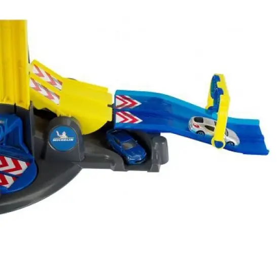 Theo Klein 3409 Parking Garage Tower Interactive Toy with 4 Levels, Double Tracks, and 2 Cars for Ages 3 and Up, Yellow and Blue image {2}