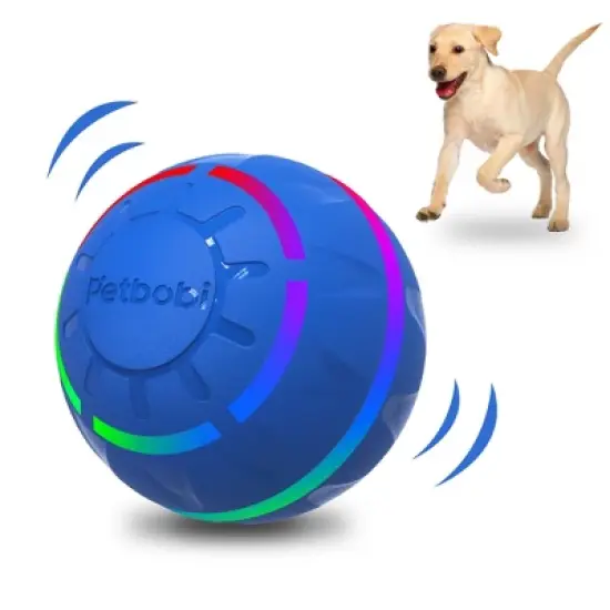Petbobi Interactive Toy Dog Ball for Medium and Large Dogs, Active Rolling Ball for Dogs with LED Flash Light and USB Rechargeable, blue image {8}