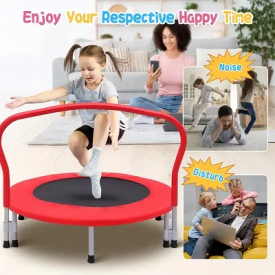 SUGIFT 36in Kids Trampoline with Handle, Indoor Mini Rebounder Trampoline, Safe, Durable, 150 lbs Weight Capacity &ndash; Perfect Gift for Kids image {2}
