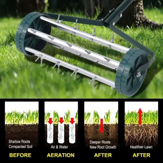 Costway Rolling Garden Lawn Aerator Roller Home Grass Steel Handle image {6}