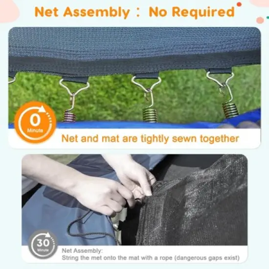 GustoWave Trampoline 14FT with Enclosure & Ladder, ASTM Approved Heavy-Duty Outdoor Recreational Trampoline for Kids Adults, 440LB Capacity image {4}