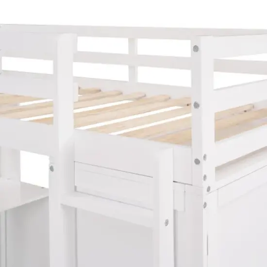 Twin size Loft Bed with Drawers, Desk and Wardrobe-ModernLuxe image {8}