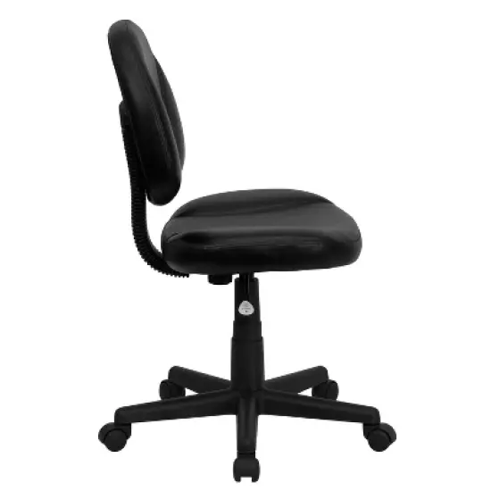 Mid-Back Black Leather Ergonomic Swivel Task Chair - Belnick image {1}