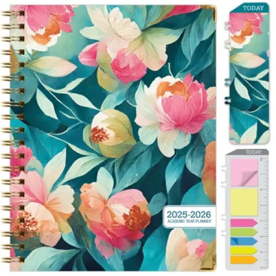 Global Printed Products Hardcover AY 2025-2026 Fashion Planner - 8.5"x11" (Teal Floral) image {8}