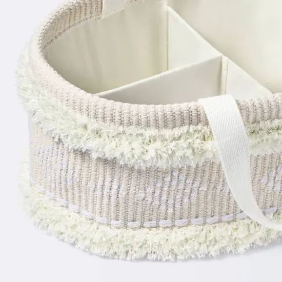 Tufted Fabric Diaper Caddy Storage Basket - Khaki and Cream - Cloud Island&trade; image {2}