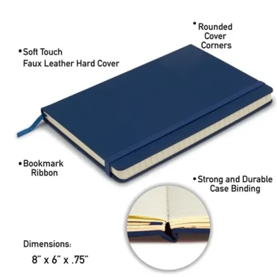 Simply Genius A5 Notebooks for Work, Travel, Business, School & More - Lined Books with 192 pages, 5.7" x 8.4" (Navy, 4 Pack) image {7}