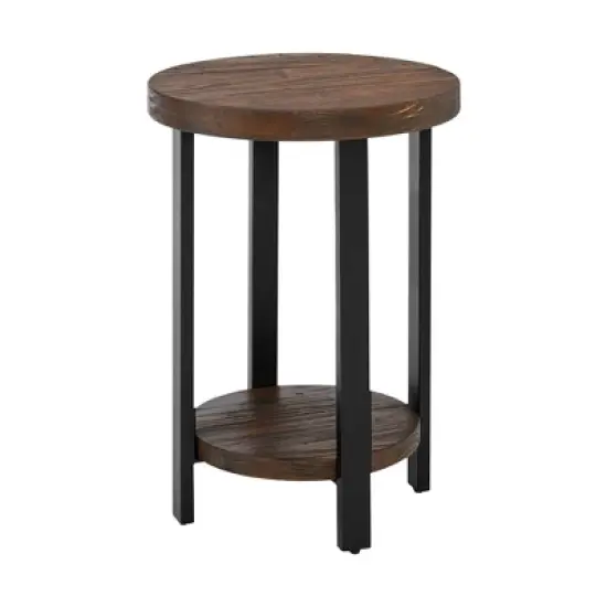 27" Pomona Diameter Round End Table Rustic Natural - Alaterre Furniture image {3}