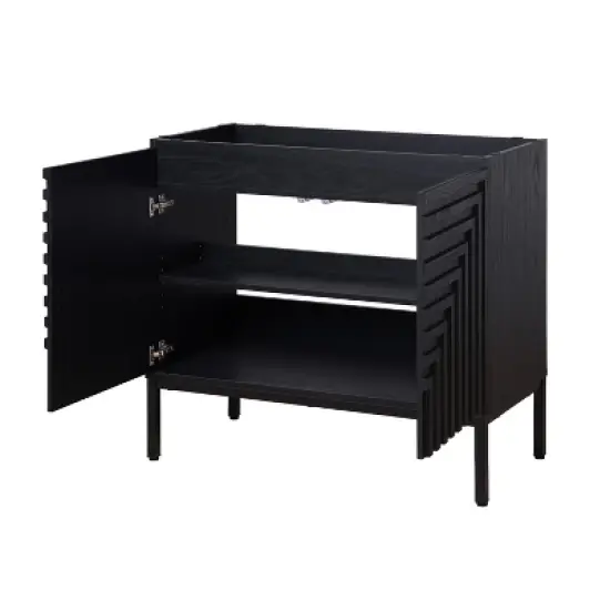 JONATHAN Y Rowan Geometric Modern Transitional 2-Shelf Bath Vanity Cabinet Only (Sink Basin Not Included) image {4}