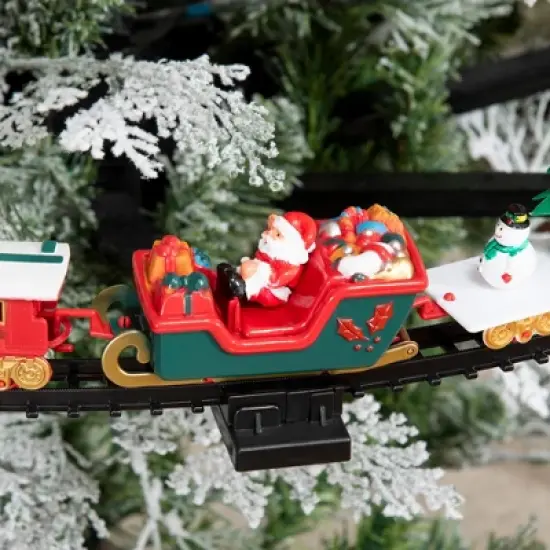 Qaba Electric Train Set for Kids with 2 Playing Forms, Battery-Powered Christmas Train Toy Set with Sounds & Lights, Gift Box for 3-8 Years Old image {4}