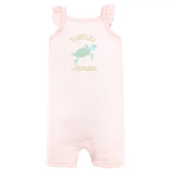 Hudson Baby Infant Girl Cotton Rompers, Turtley Adorable image {2}