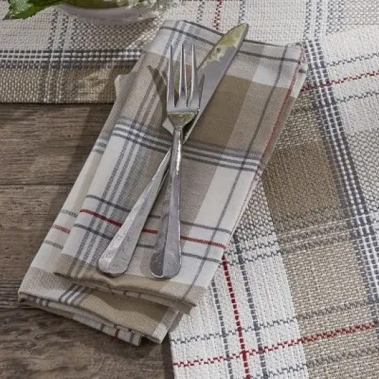 Park Designs Landen Beige Plaid Napkin Set of 4 image {1}