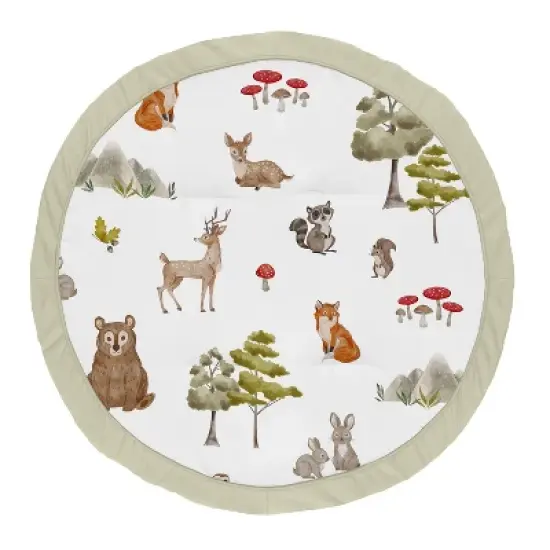 Sweet Jojo Designs Boy Girl Gender Neutral Unisex Baby Tummy Time Playmat Watercolor Woodland Forest Animals Multicolor image {4}