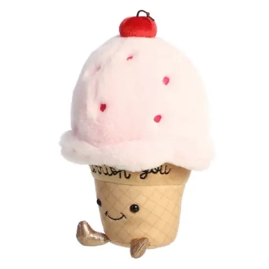 Aurora Val Sayings 9' I Cherrish You Ice Cream Pink Stuffed Animal image {4}