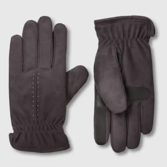 Isotoner Men's Handwear Gathered Wrist Microsuede Gloves image {3}