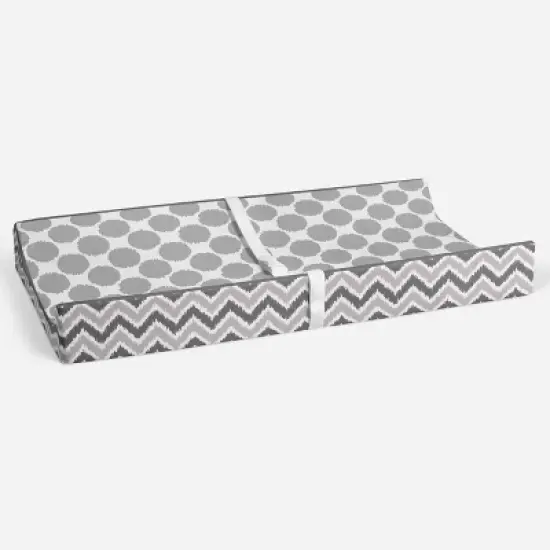 Bacati - Ikat Zigzag Gray Dots Muslin Changing Pad Cover image {3}