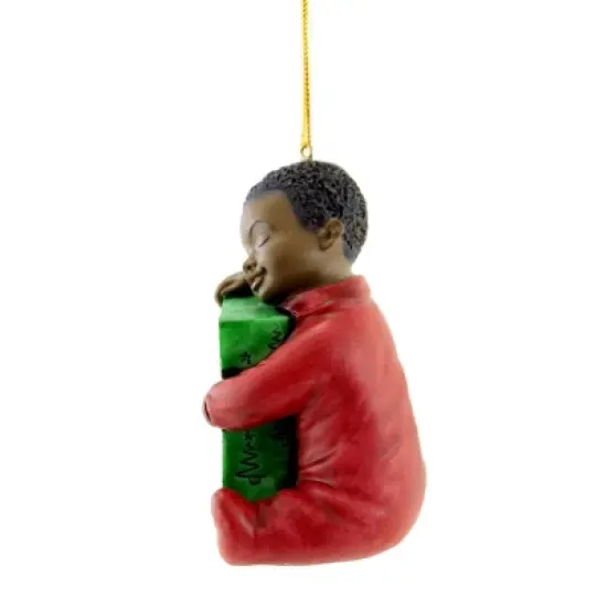 Holiday Ornament First Christmas Boy  -  One Ornament 3.0 Inches -  Pajamas Present Sleeping  -  19173  -  Polyresin  -  Green image {2}