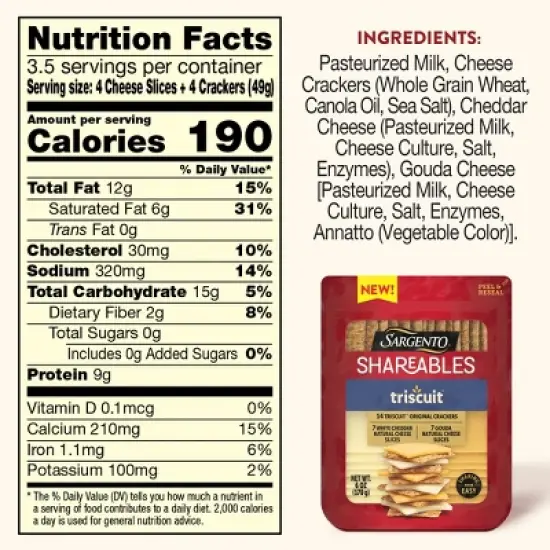 Sargento Shareables Triscuit White Cheddar and Gouda Cheese - 6oz image {3}