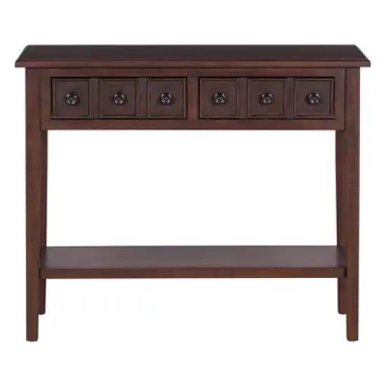 38"W Console Table Entry Table Entryway Table Hallway Table Accent Table Side Table with 2 Drawers, Open Shelf and Rubber Wood Legs-ModernLuxe image {7}