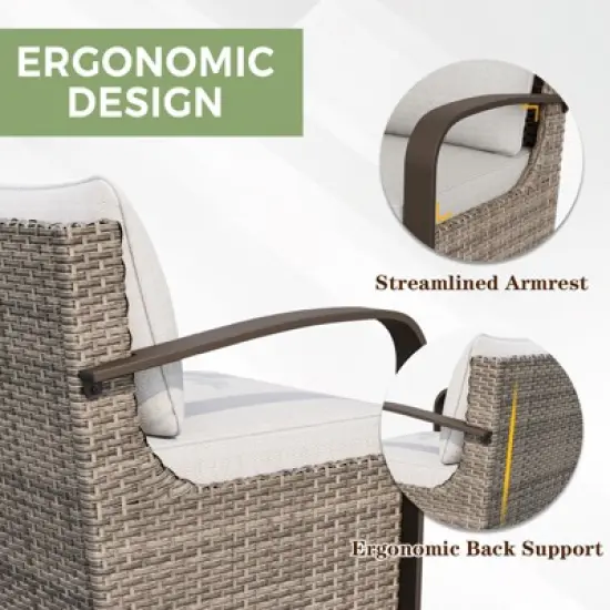 EAGLE PEAK Coastal Vista Patio Outdoor Wicker Love Seat, Patio Conversation Set Wicker Rattan Sofa Chair Set image {4}