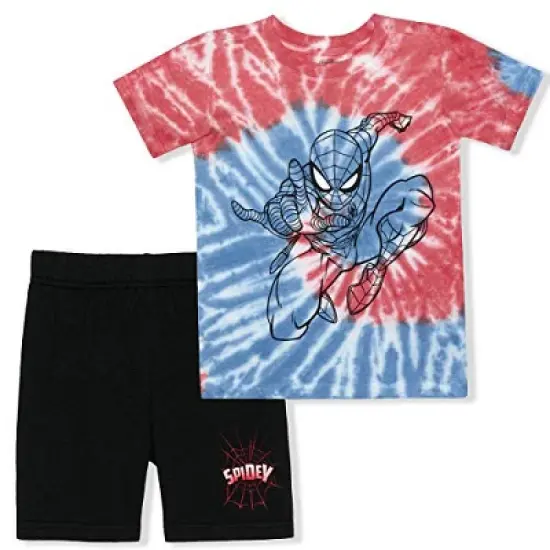 Marvel Boy's 2-Pack Spider-Man Tie Dye Graphic Tee and Casual Short Set for Toddler for Toddler image {6}